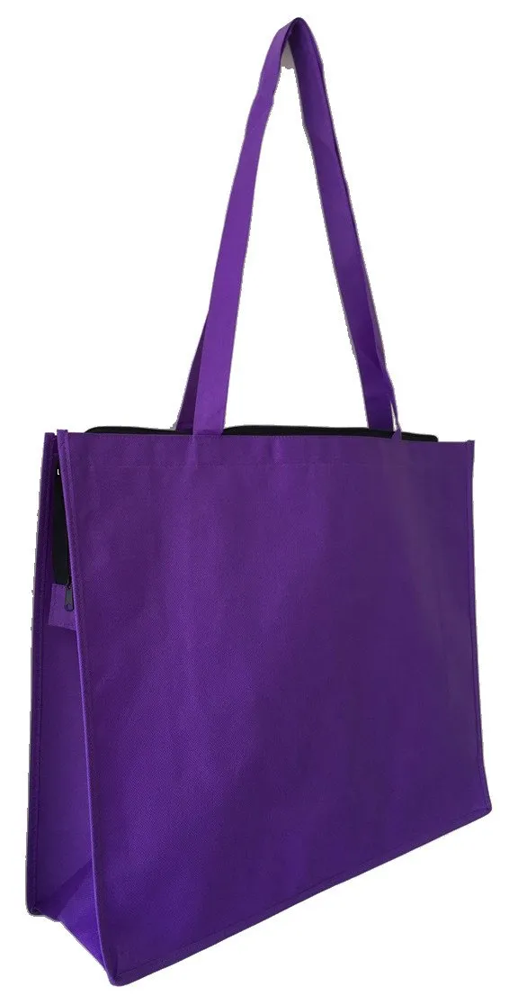 200 ct Zippered Large Tote Bags - Reusable Grocery Bags - By Case