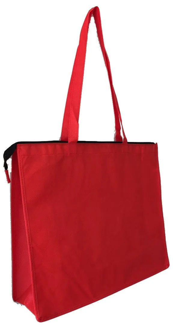 200 ct Zippered Large Tote Bags - Reusable Grocery Bags - By Case