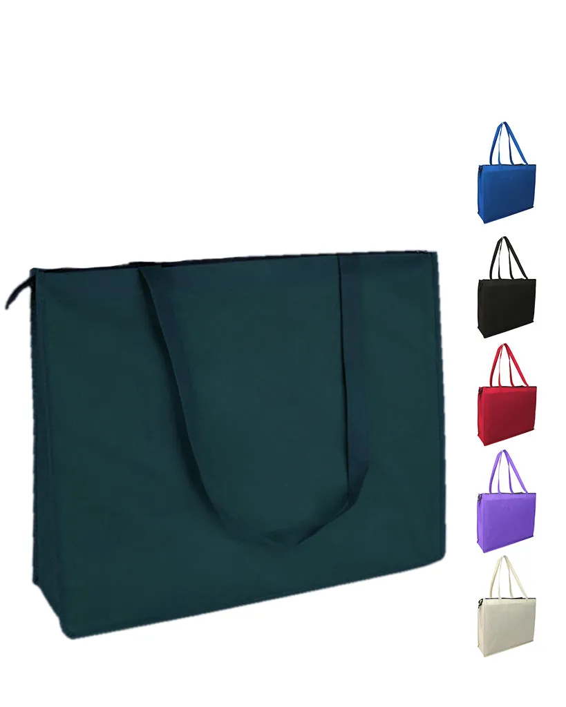 200 ct Zippered Large Tote Bags - Reusable Grocery Bags - By Case