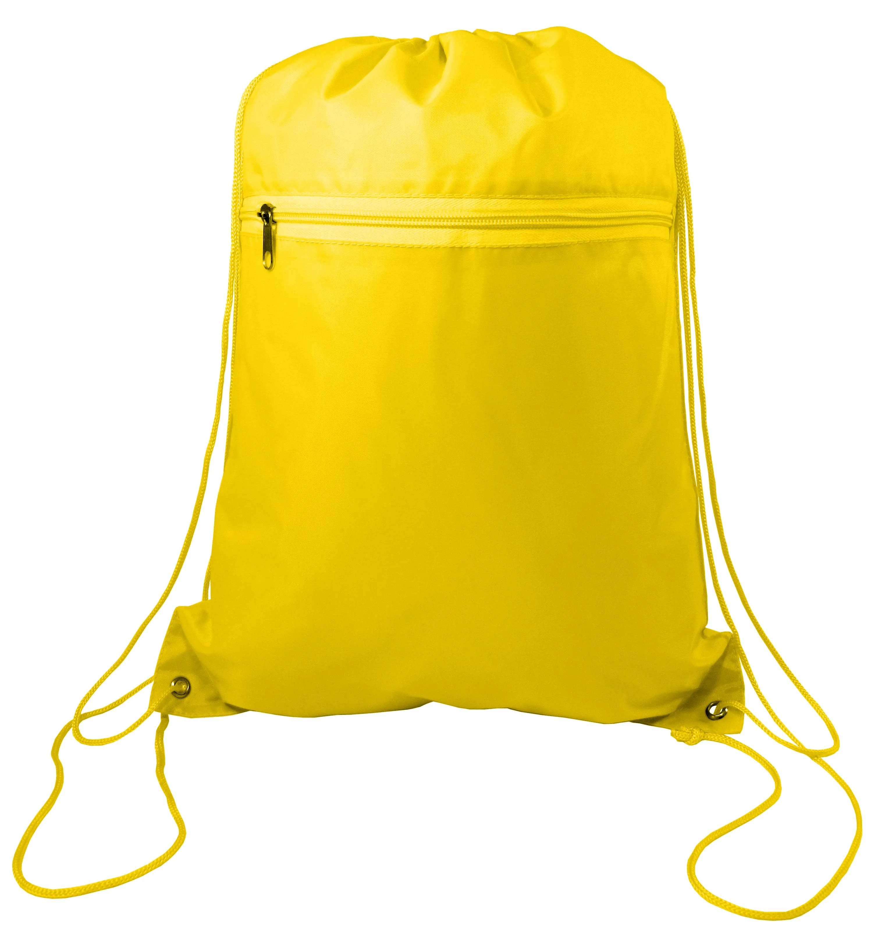 216 ct Promotional Polyester Drawstring Bags with Front Pocket - By Case