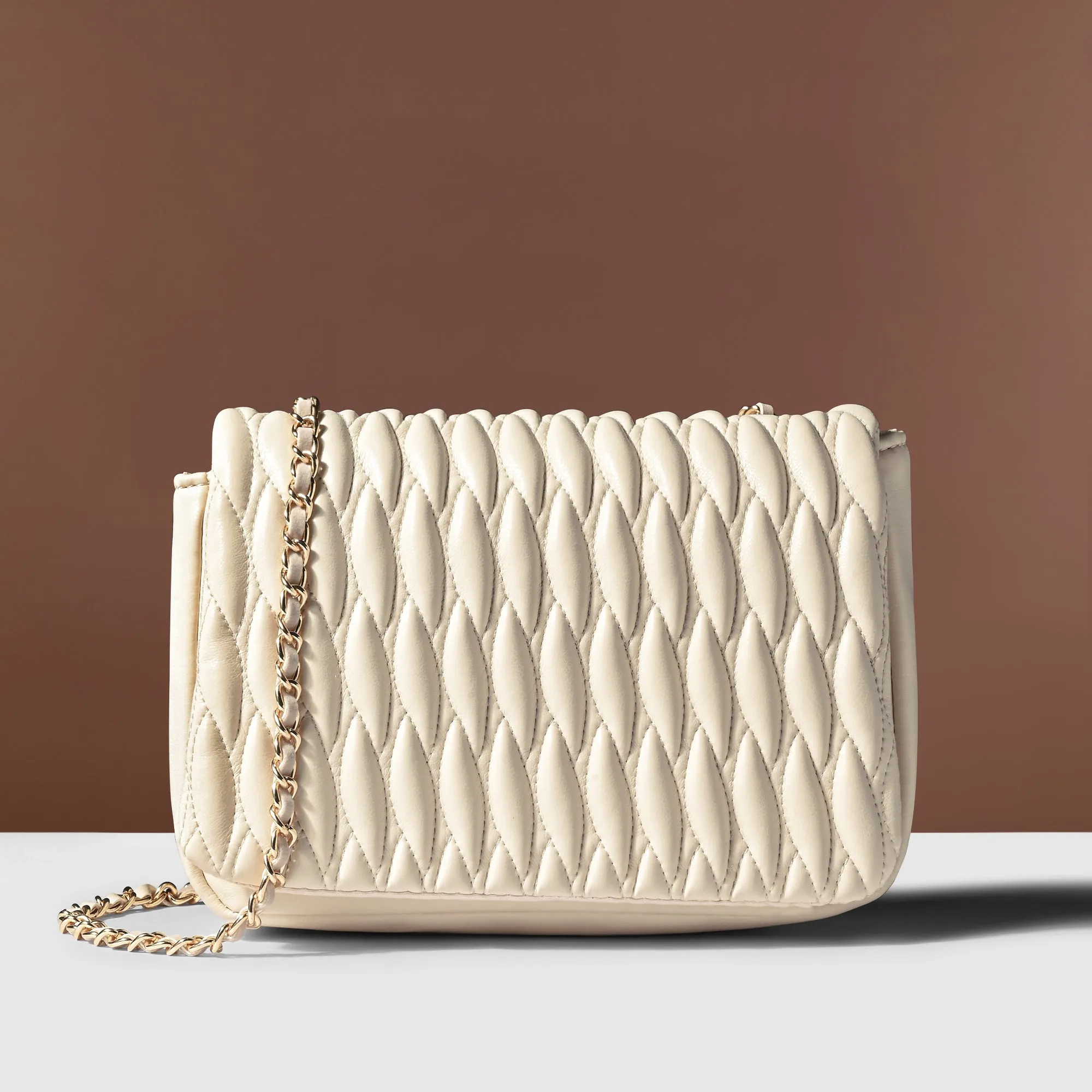 Accessorize London Women's Cream Quilted Sling Bag