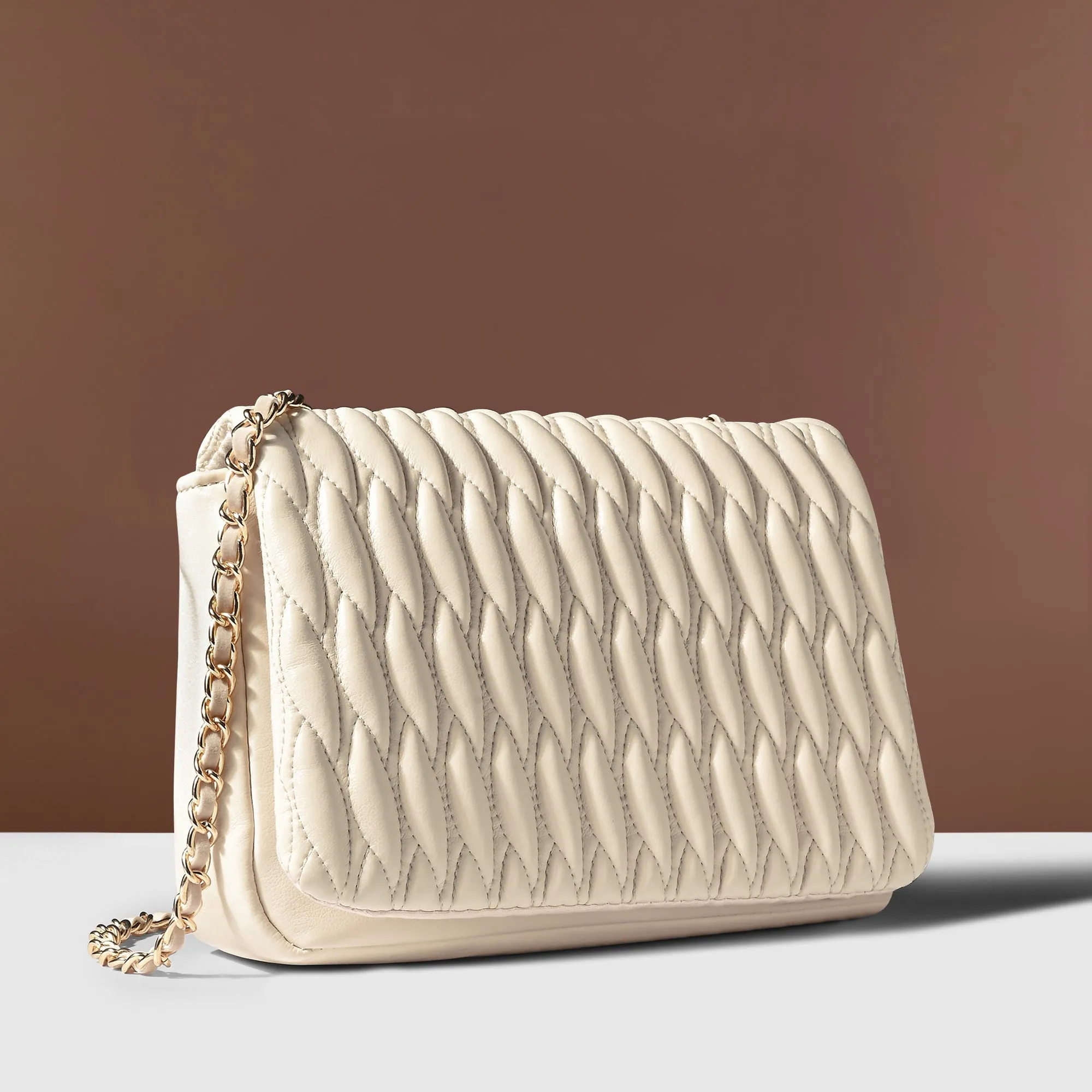 Accessorize London Women's Cream Quilted Sling Bag