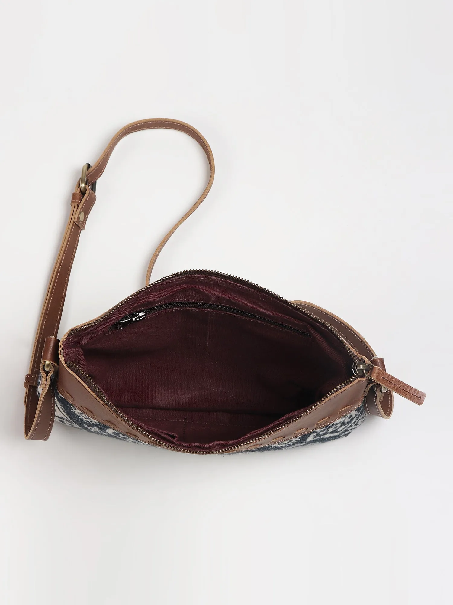 AVA - LEATHER & PRINTED FABRIC SLING  BAG