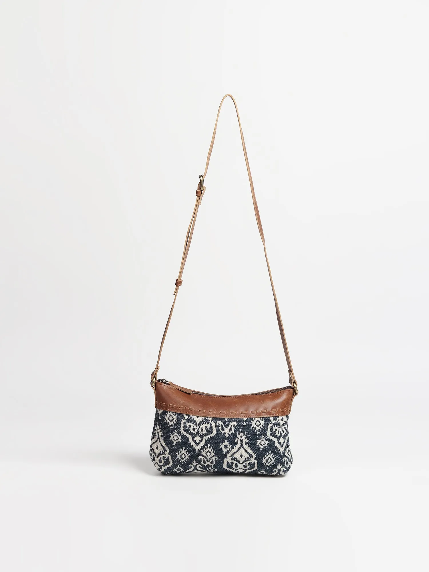 AVA - LEATHER & PRINTED FABRIC SLING  BAG