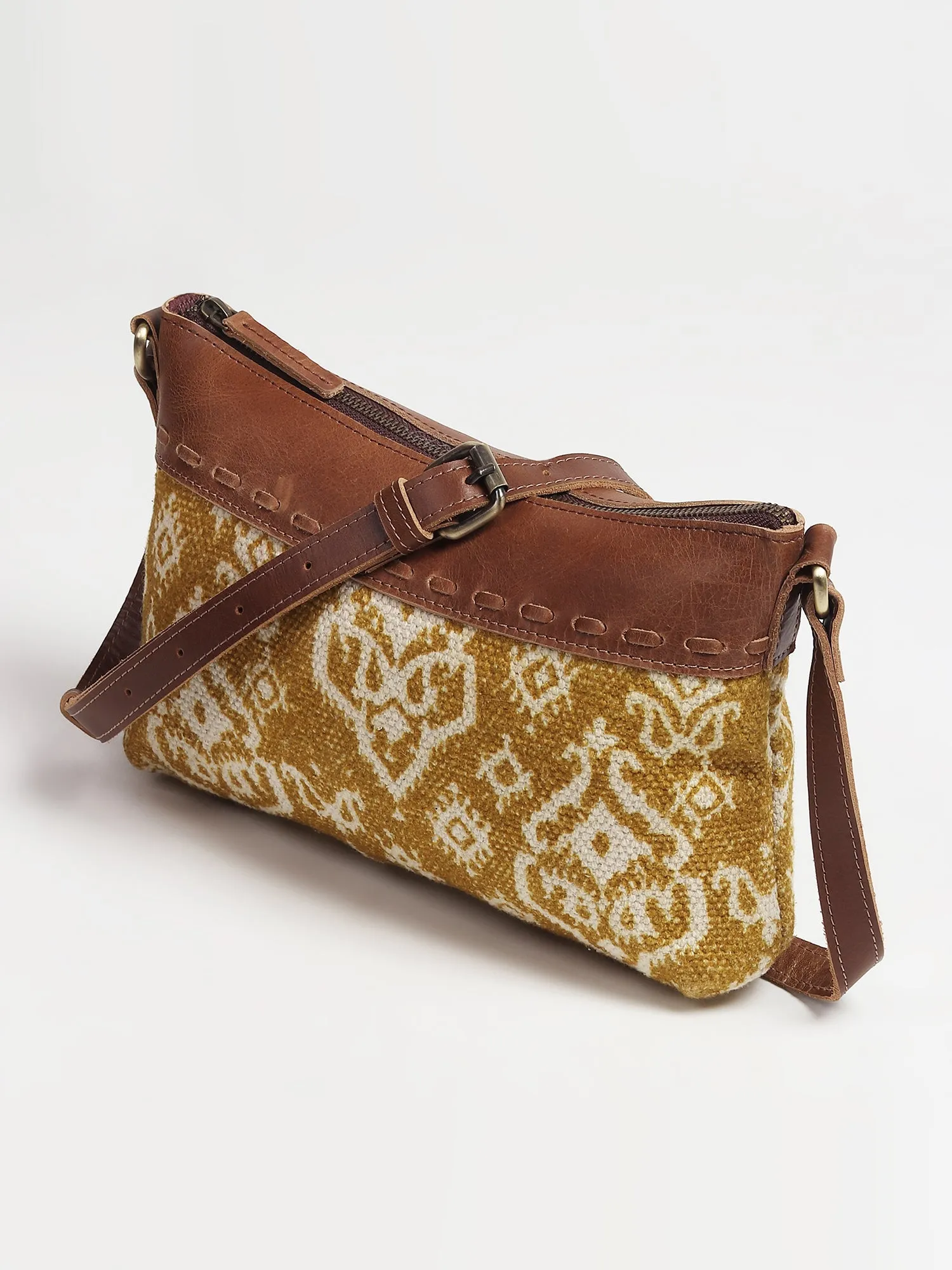 AYLA - LEATHER & PRINTED FABRIC SLING  BAG