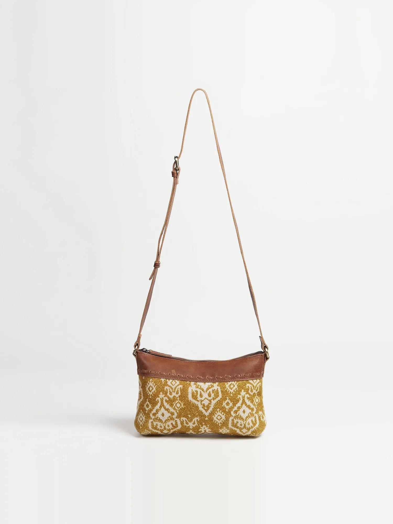 AYLA - LEATHER & PRINTED FABRIC SLING  BAG