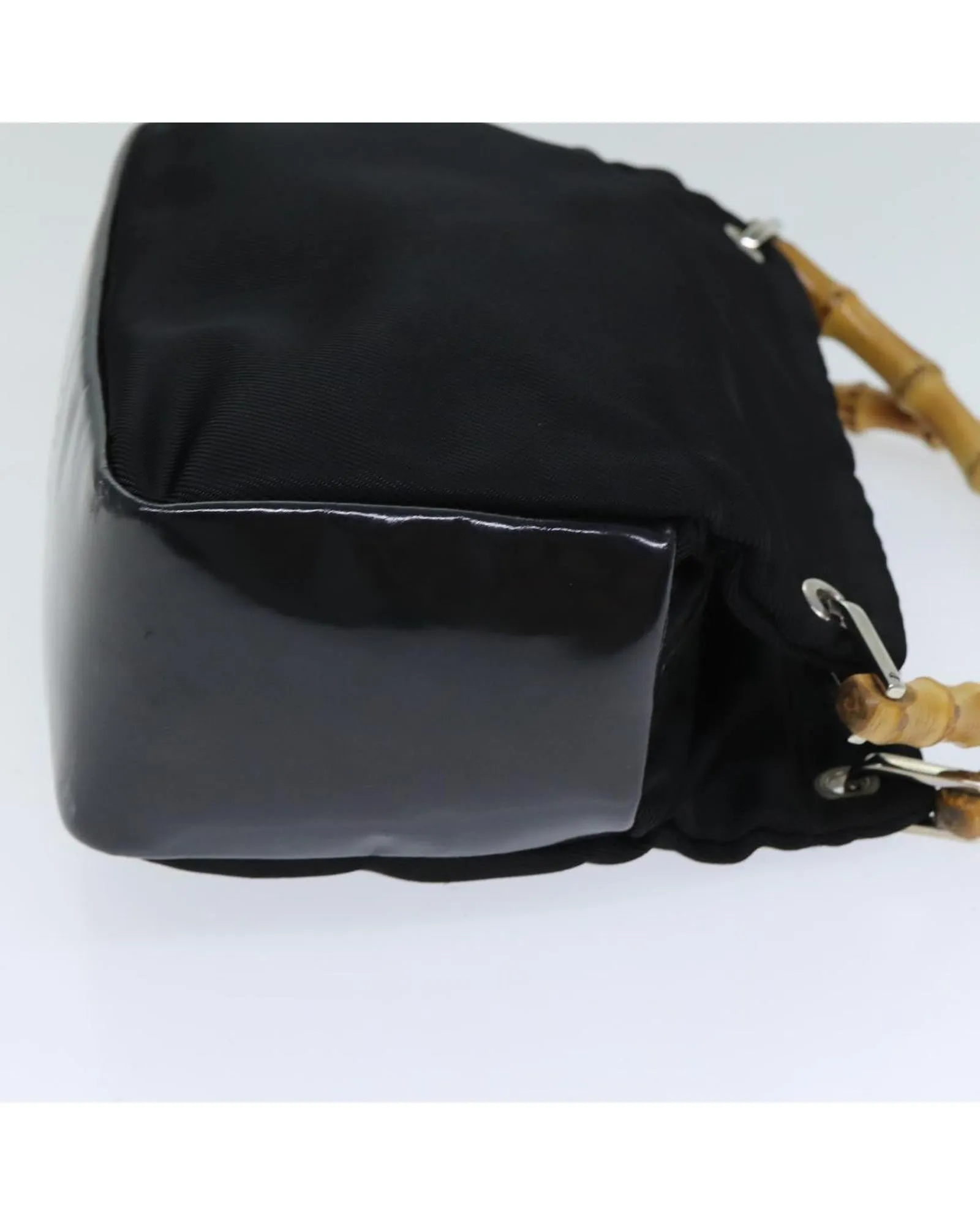 Bamboo Handle Nylon Handbag with Italian Craftsmanship