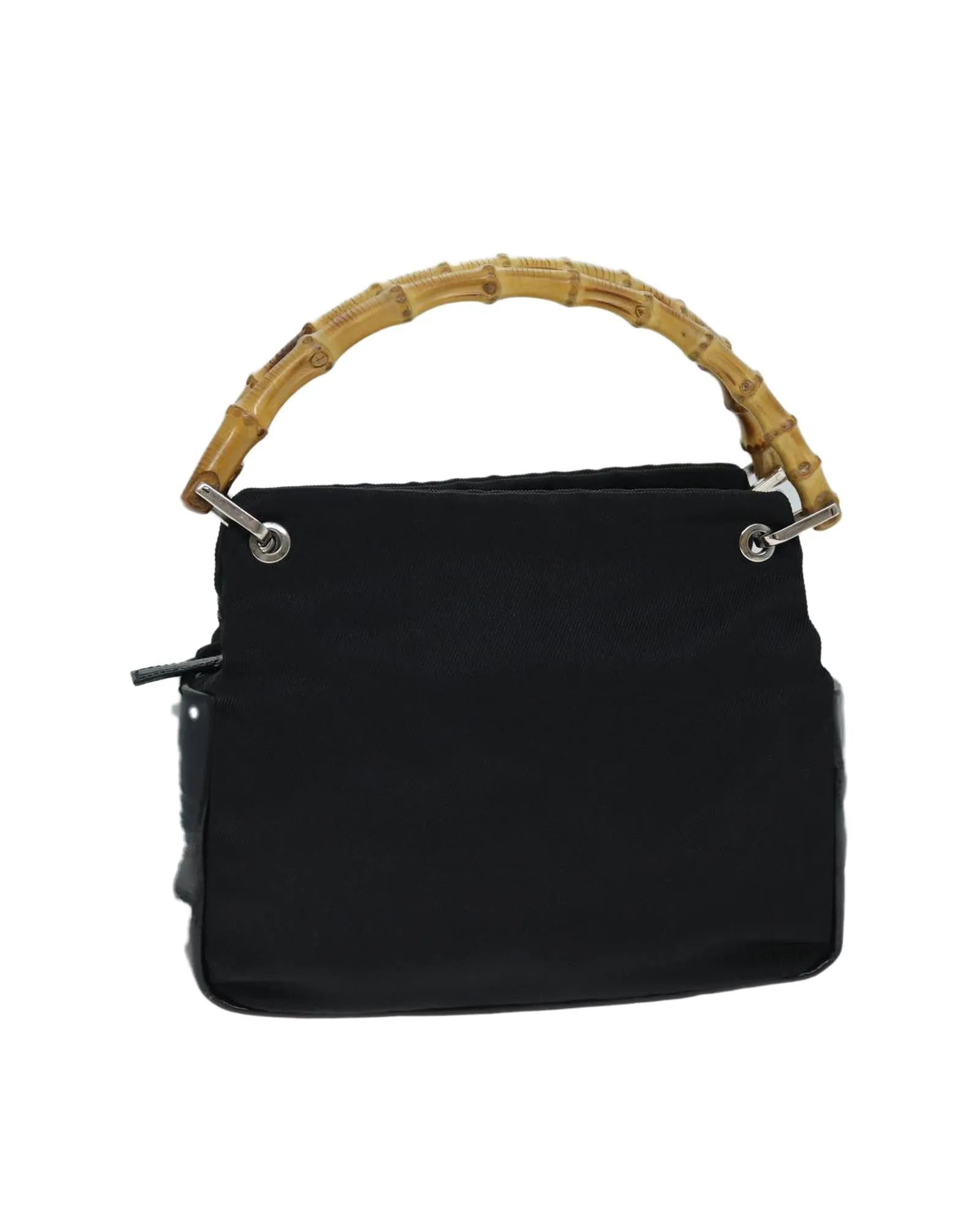 Bamboo Handle Nylon Handbag with Italian Craftsmanship