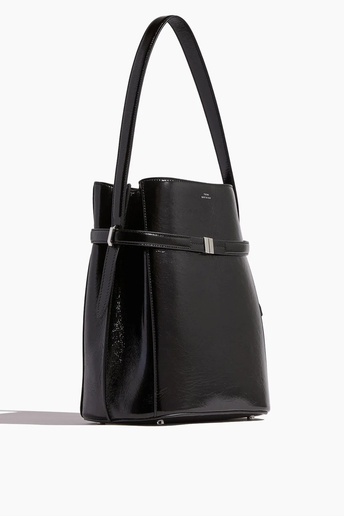 Belted Bucket Bag in Black