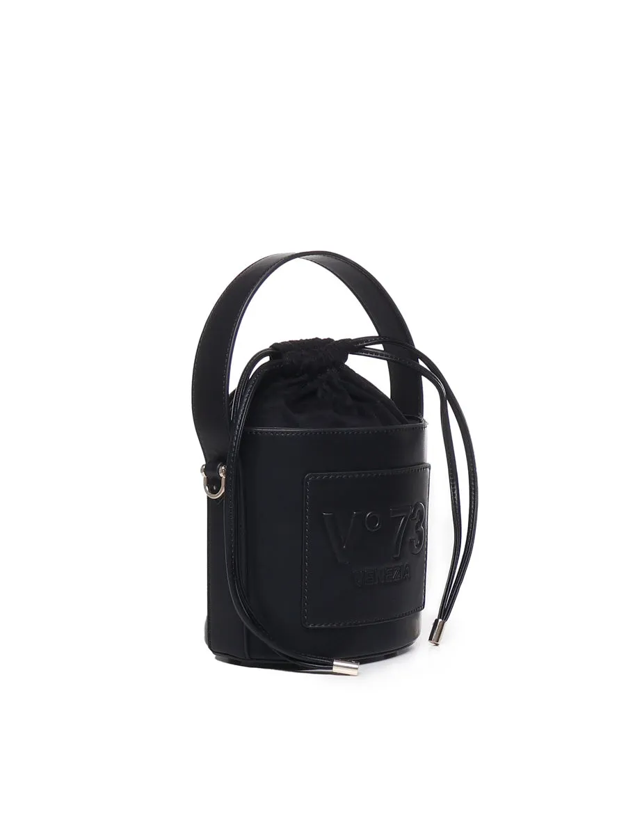 Black Bucket Bag Beatrix with Drawstring