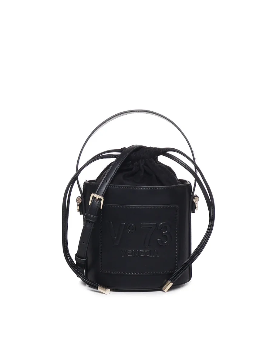 Black Bucket Bag Beatrix with Drawstring