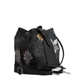 Black Bucket Bags Dark Floral