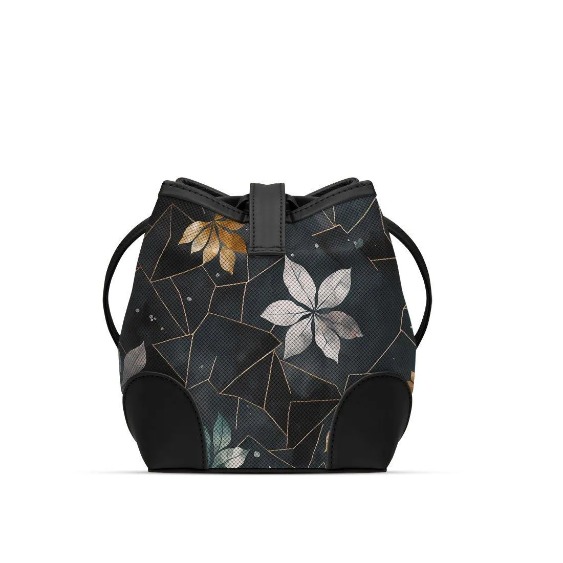 Black Bucket Bags Dark Floral