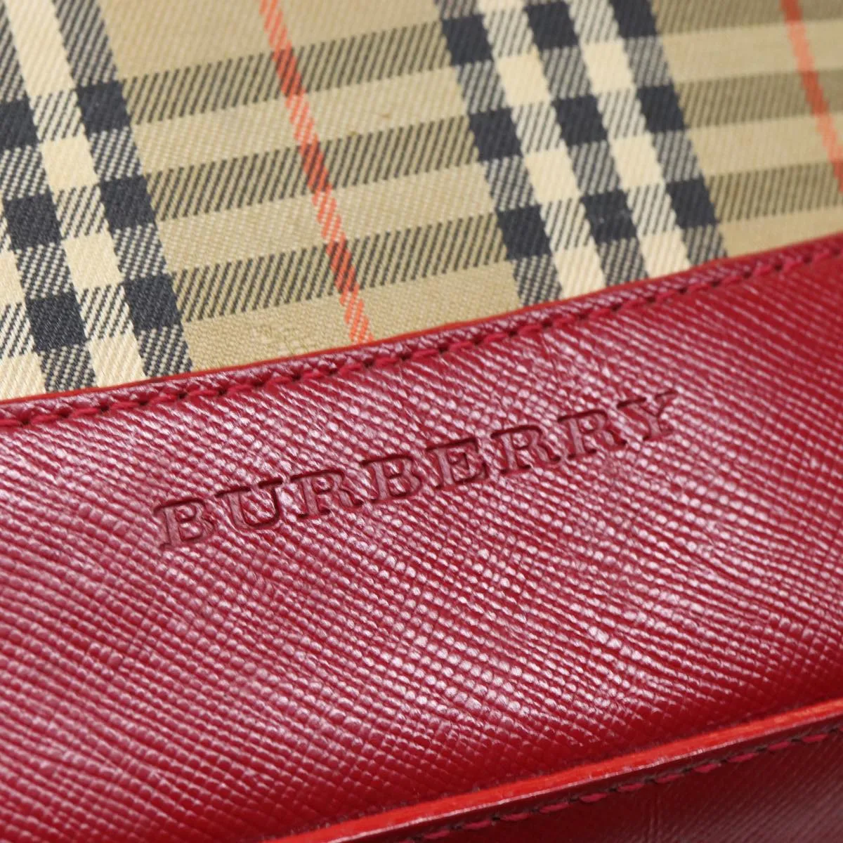 BURBERRY Nova Check Backpack Canvas Leather Beige Red gold  84556