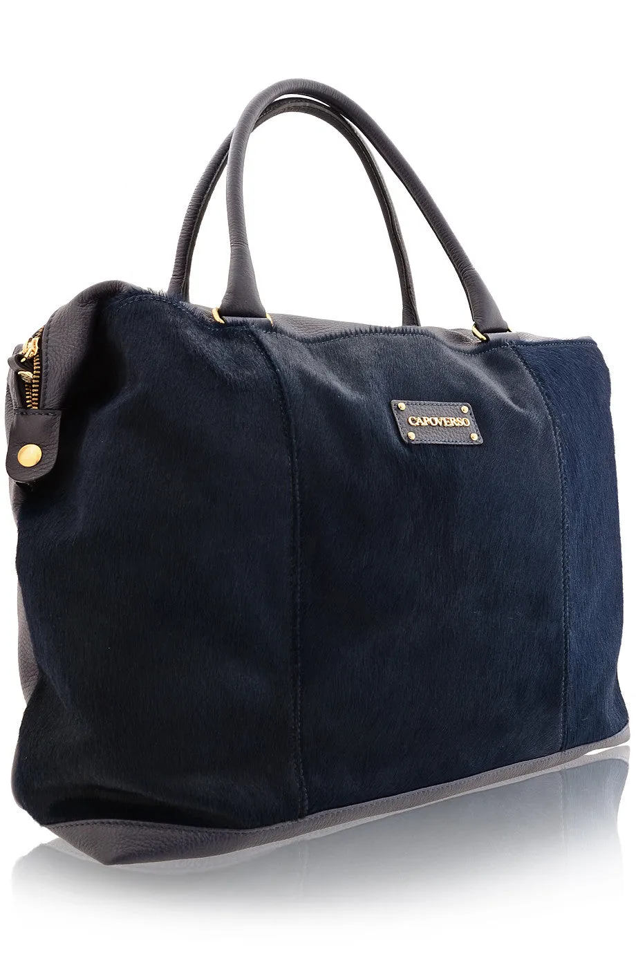 CAPOVERSO CAVALLINO Blue Pony Hair Leather Grab