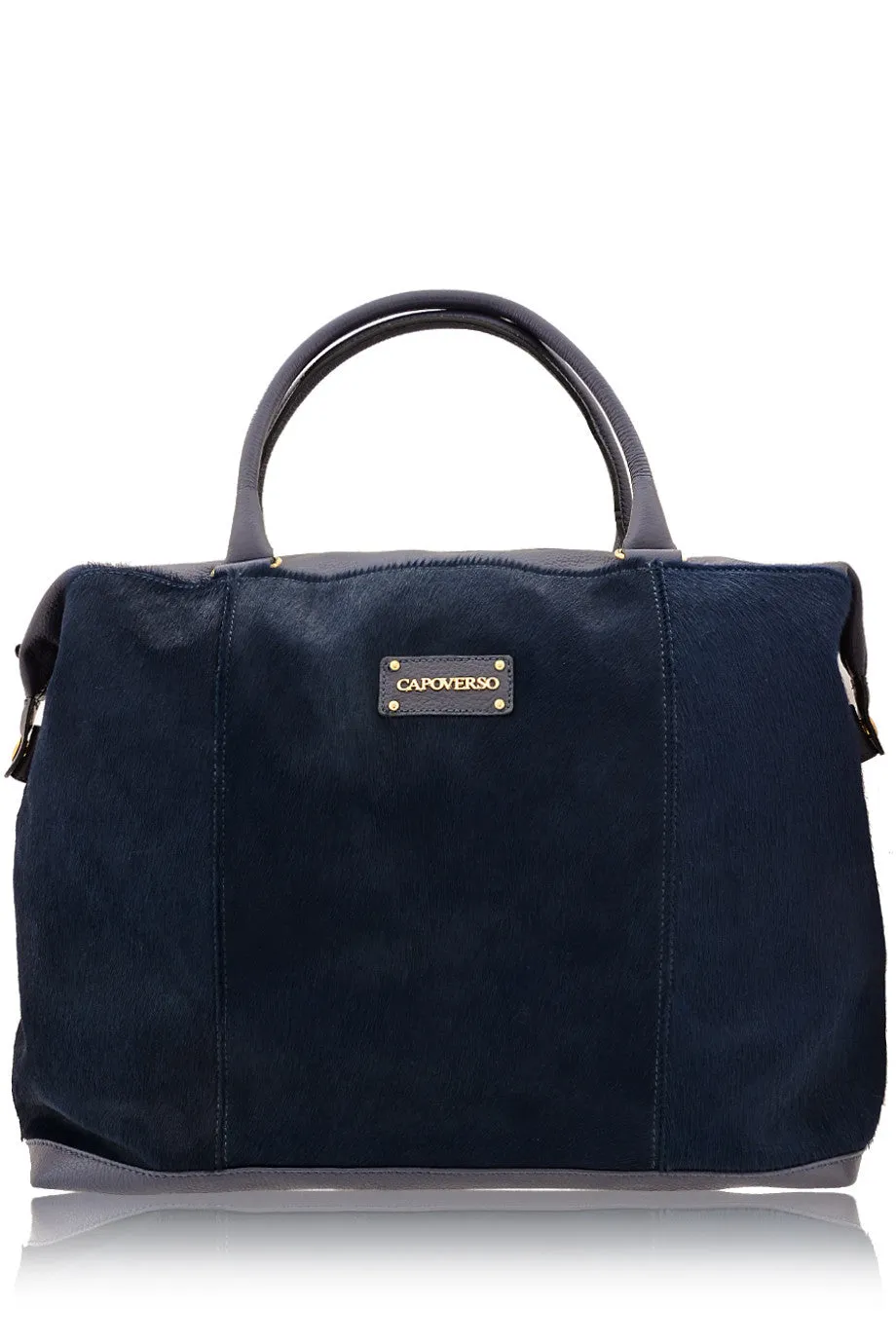 CAPOVERSO CAVALLINO Blue Pony Hair Leather Grab