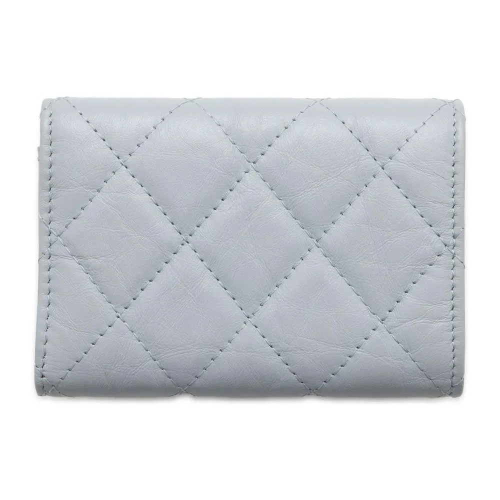 CHANEL 2.55 Tri-fold Compact Wallet Light Blue A70325 Lambskin