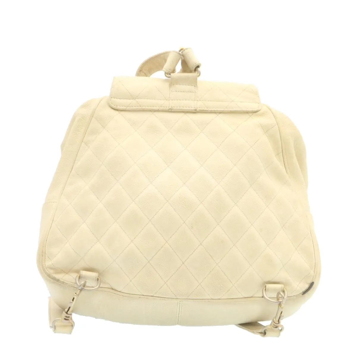 CHANEL Caviar Skin Matelasse Backpack White CC  am1922gA