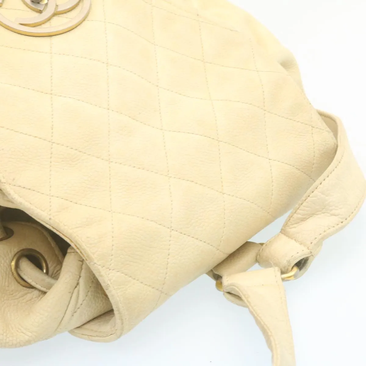 CHANEL Caviar Skin Matelasse Backpack White CC  am1922gA