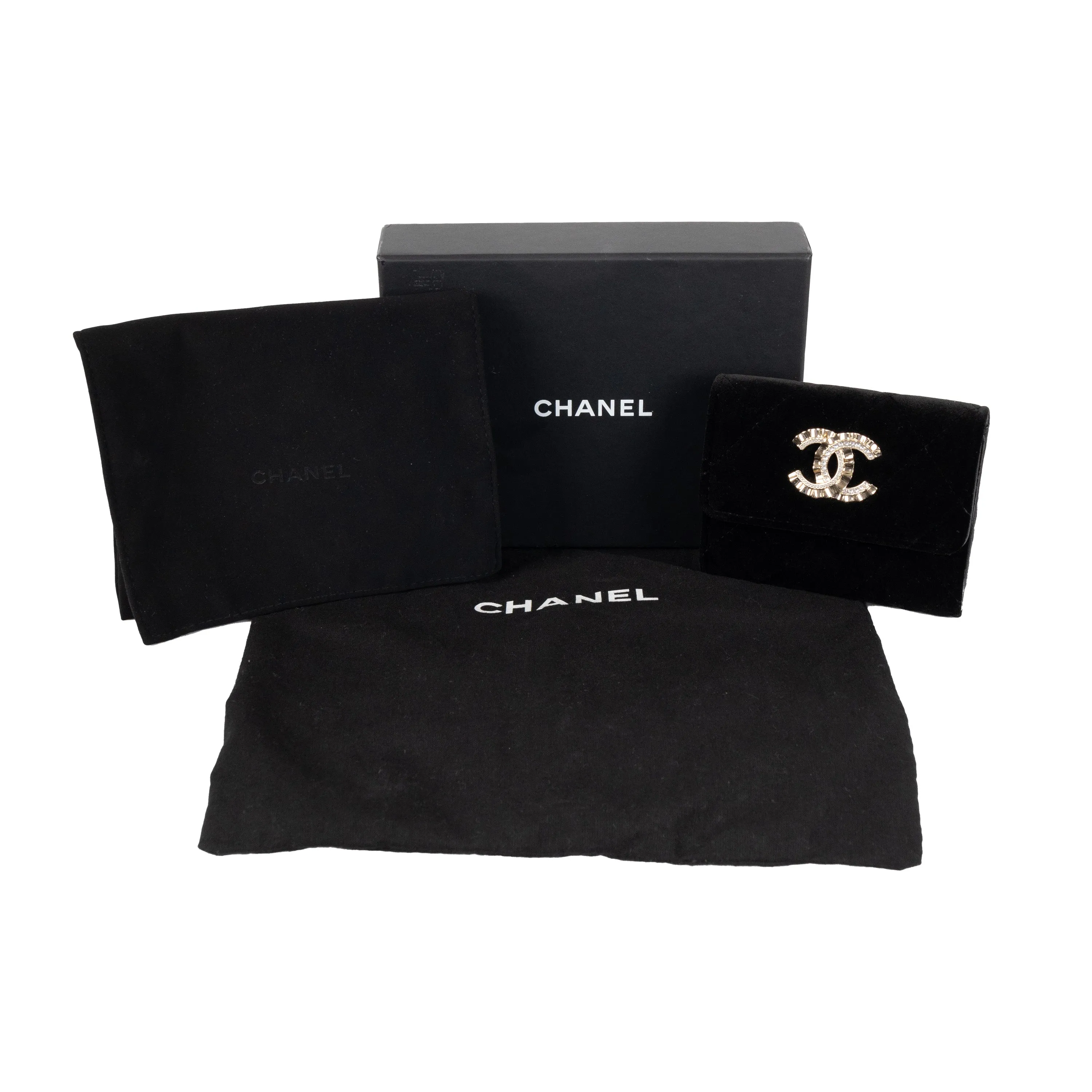 CHANEL Chanel Quilted Velvet Wallet