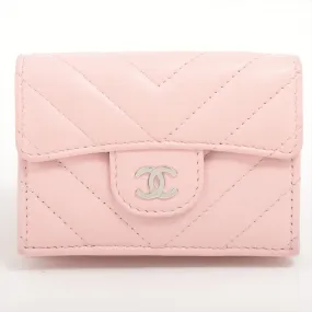 Chanel Chevron Compact Wallet Light Pink