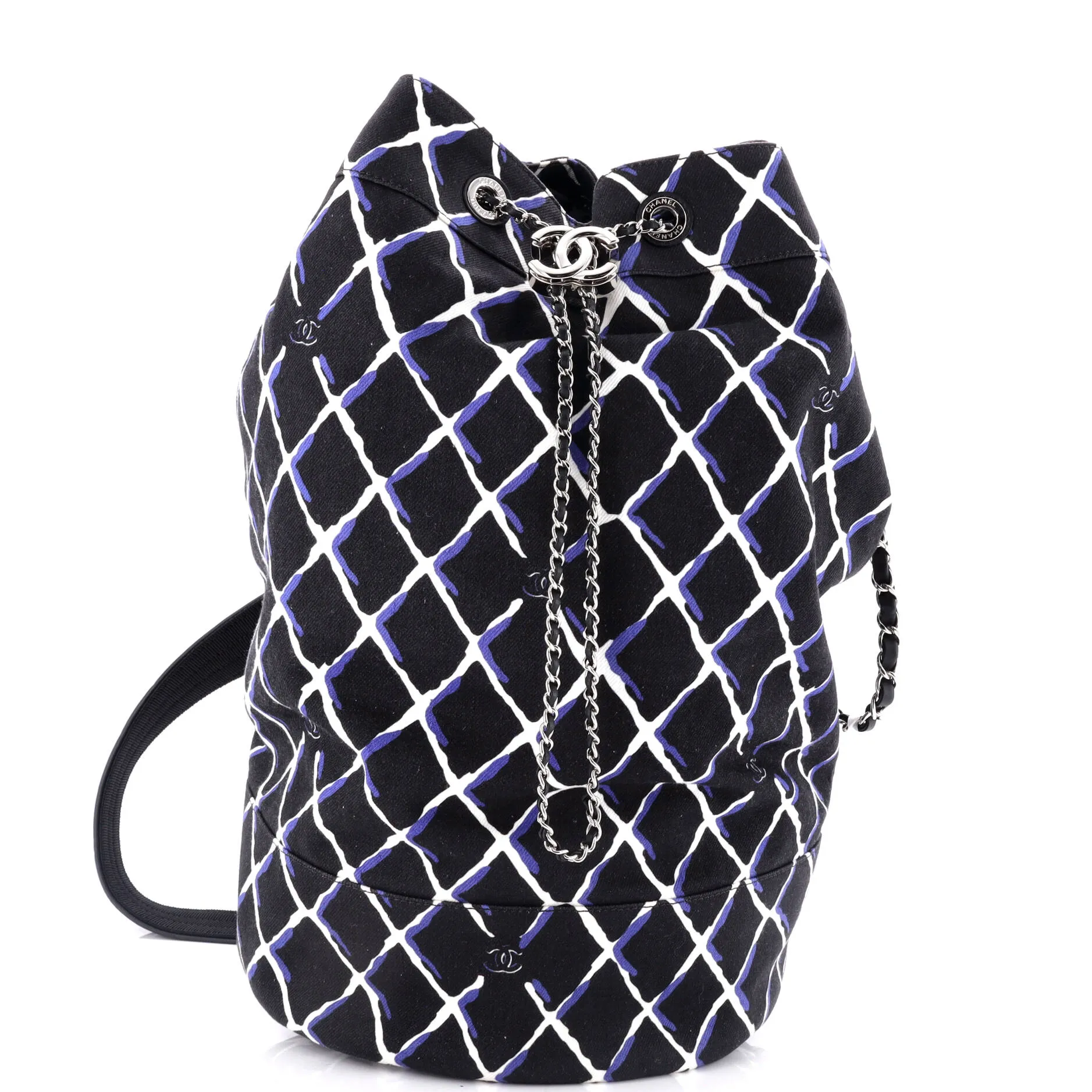 CHANEL Coco Beach Drawstring Sling Bag Printed Canvas Medium