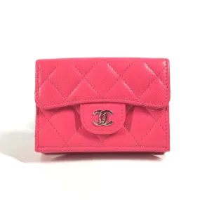 Chanel Matelasse Quilted Compact wallet Trifold wallet pink SilverHardware