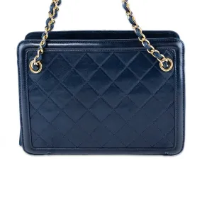 Chanel Navy Quilted Shoulder Bag with Tassels