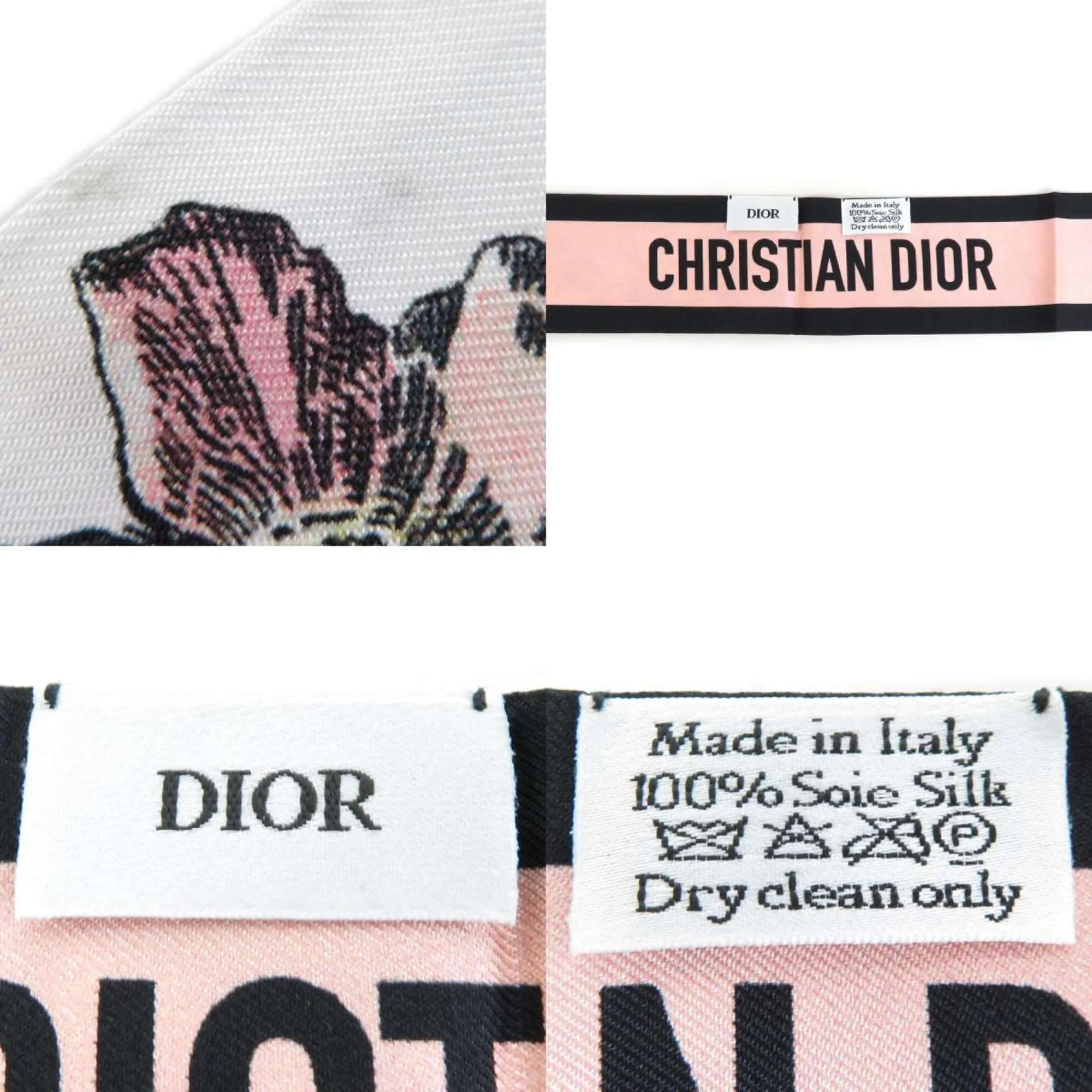 CHRISTIAN DIOR Scarf Muffler Silk White/Pink/Multicolor Women's