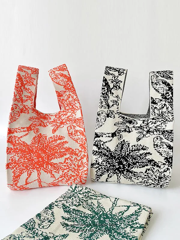 Contrast Color Printed Woven Handbags Bags