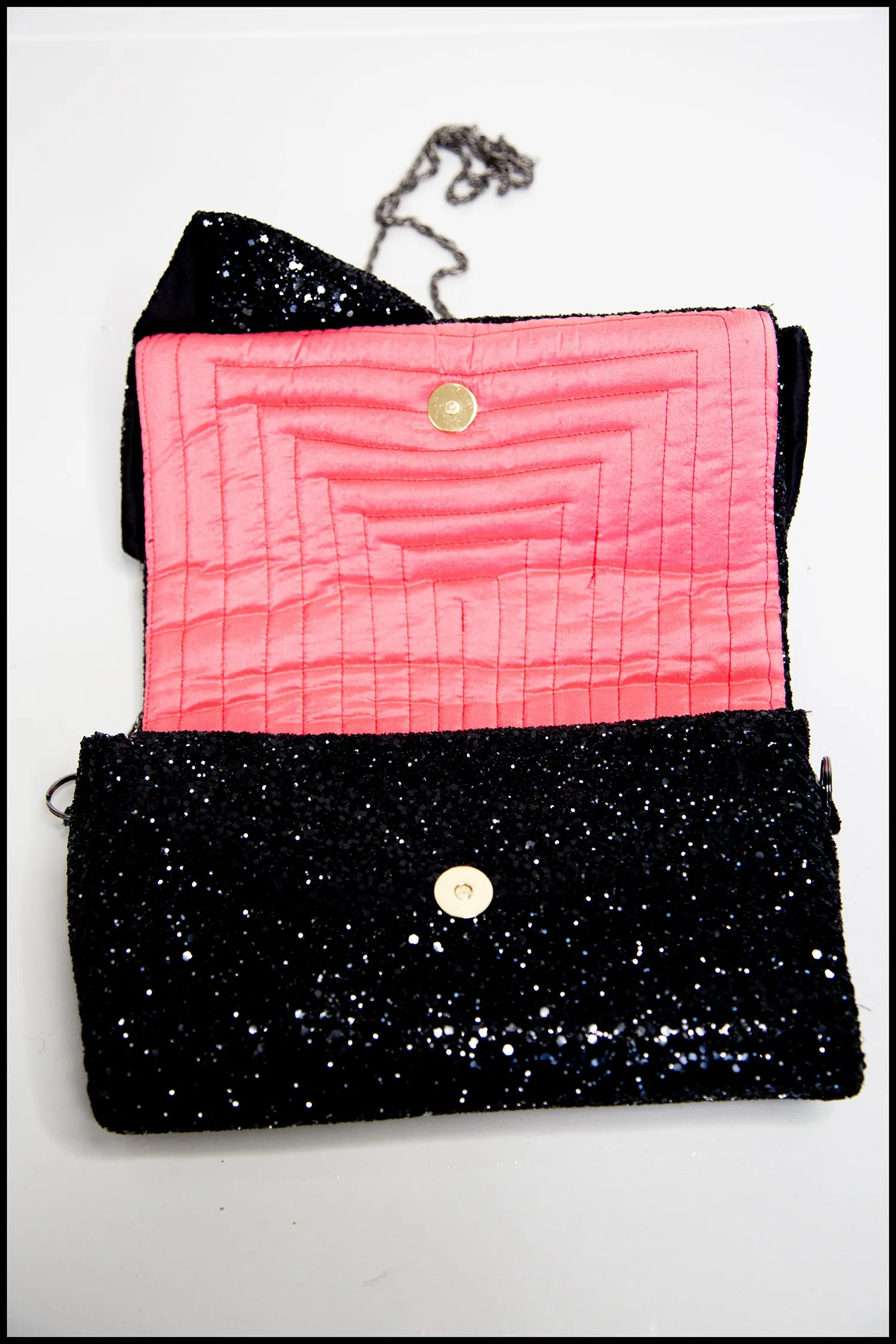 Crawford Black Glitter Bow Clutch Bag