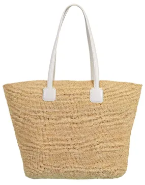 Côte d'Azur Raffia & Leather Tote Bag