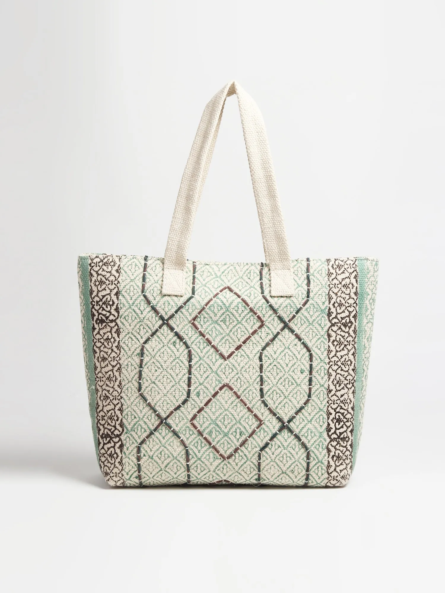 FLORA - BLOCK PRINTED COTTON TOTE BAG