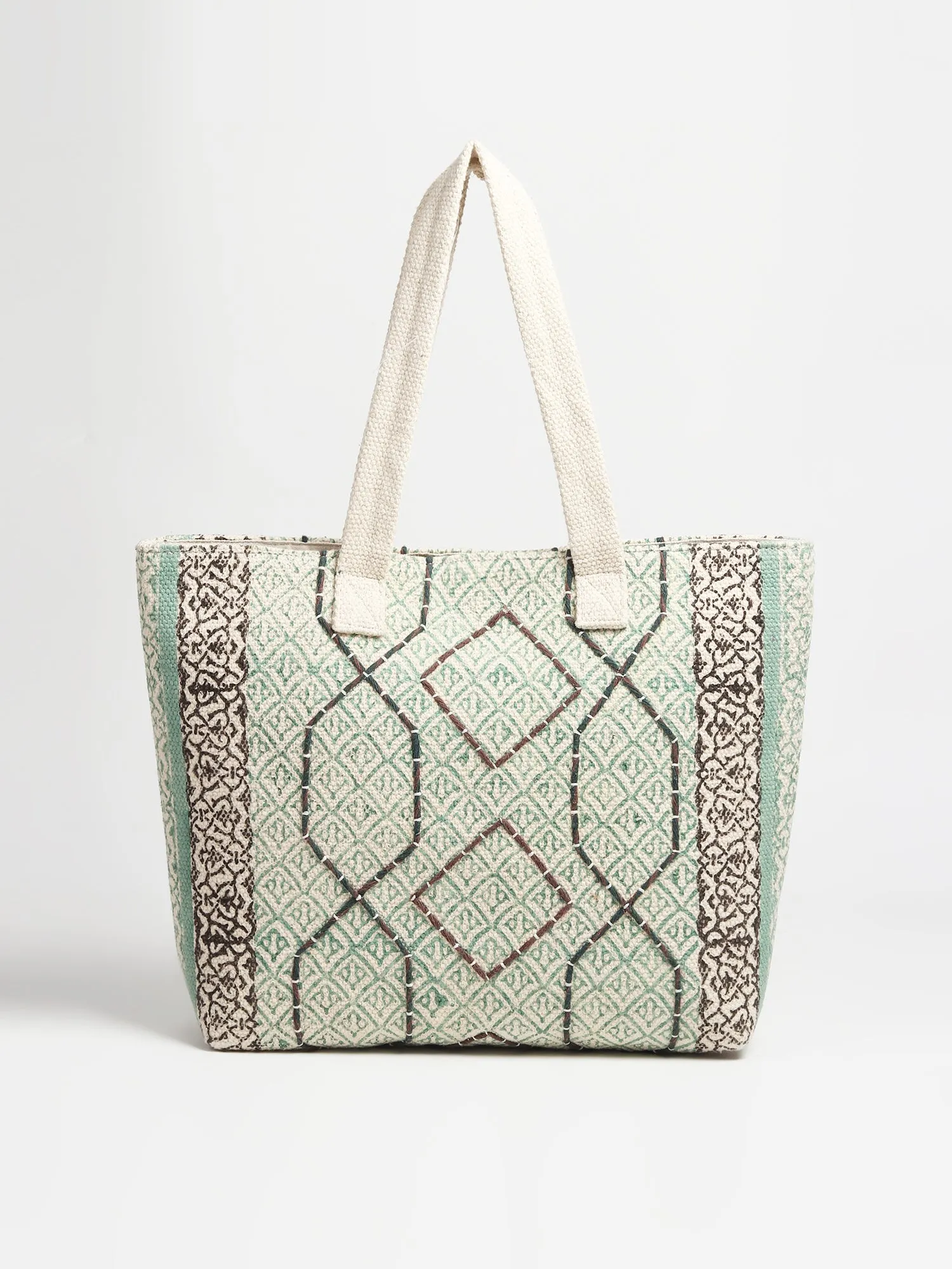 FLORA - BLOCK PRINTED COTTON TOTE BAG