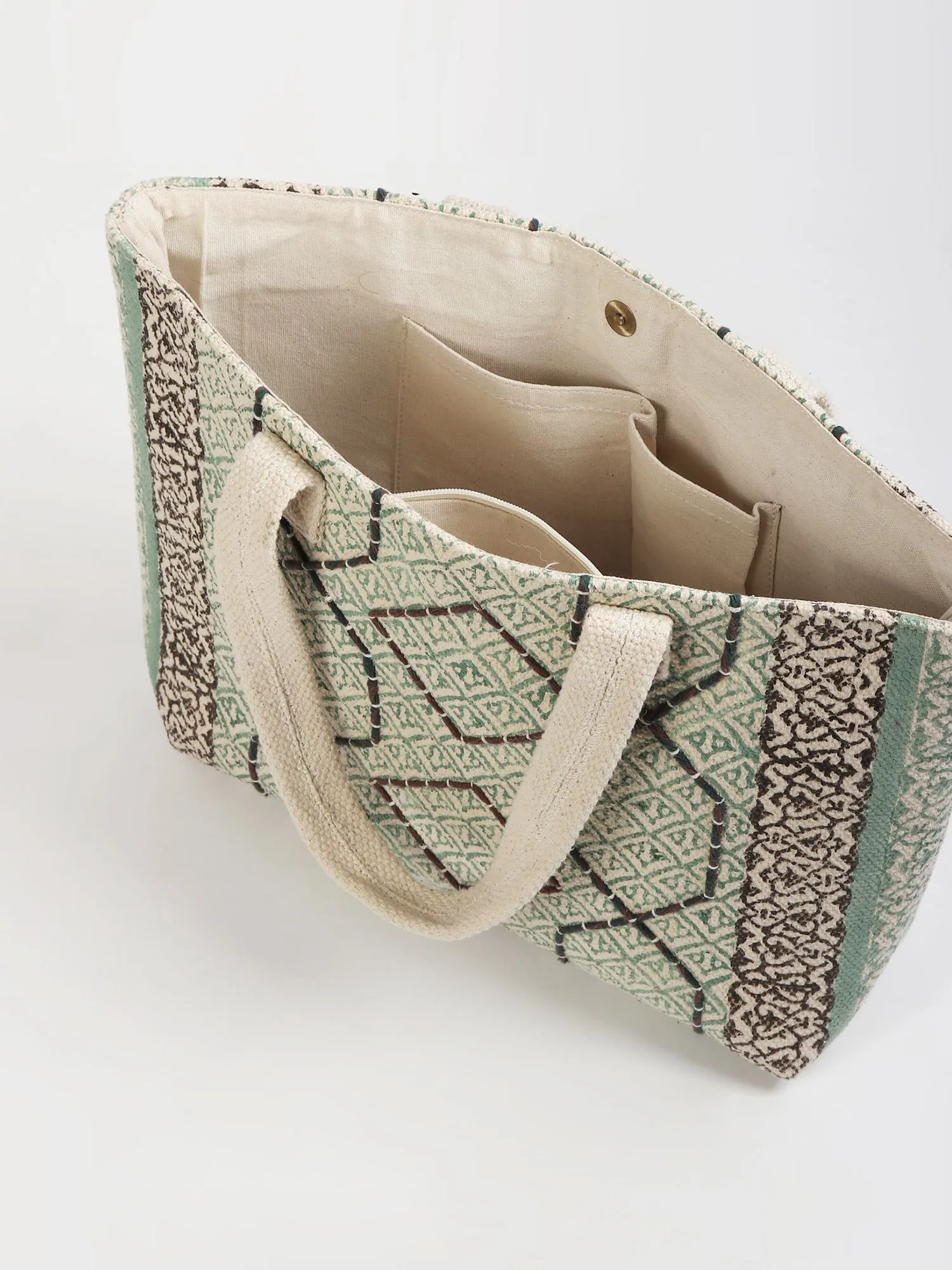 FLORA - BLOCK PRINTED COTTON TOTE BAG