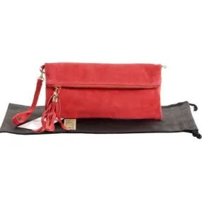 Giuliana-Orange Soft Suede Clutch, Wrist & Shoulder Bag