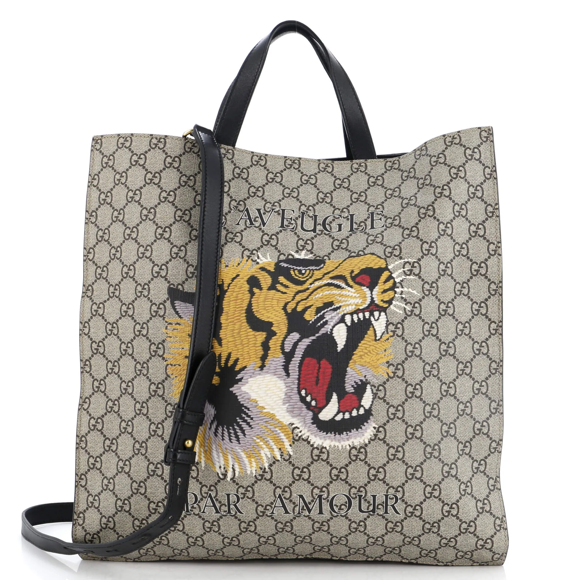 GUCCI Convertible Soft Open Tote Printed GG Coated Canvas Tall