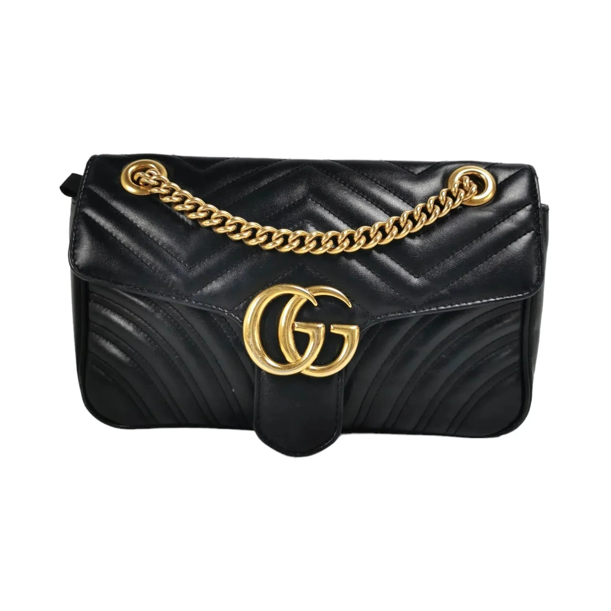 Gucci GG Marmont Small Black Matelassé Leather