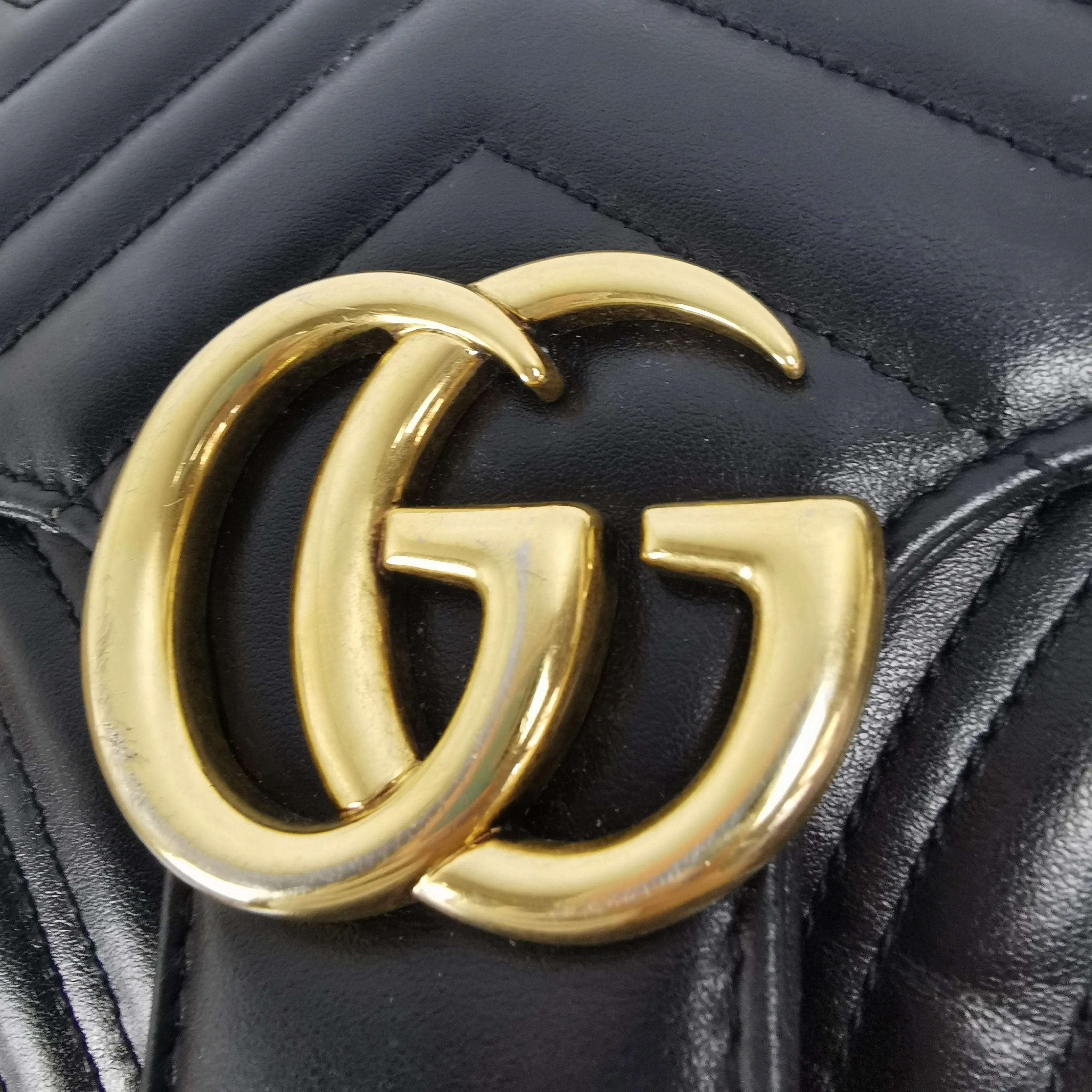 Gucci GG Marmont Small Black Matelassé Leather