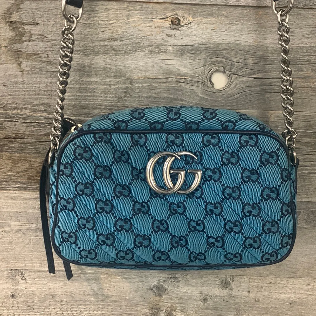 Gucci Marmont Quilted GG Canvas Crossbody Bag