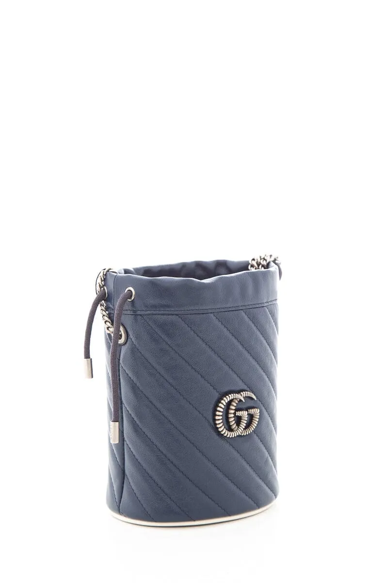 Gucci Navy Marmont Bucket Bag