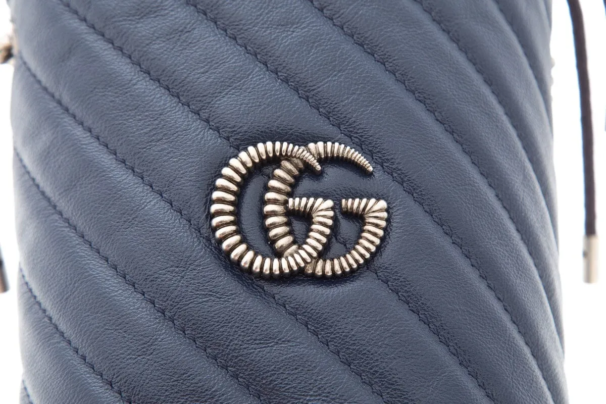 Gucci Navy Marmont Bucket Bag