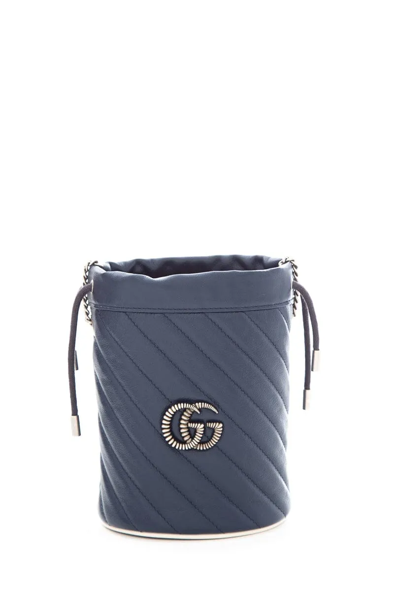 Gucci Navy Marmont Bucket Bag