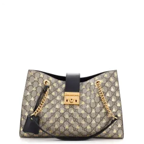 GUCCI Padlock Chain Tote Printed GG Coated Canvas Medium