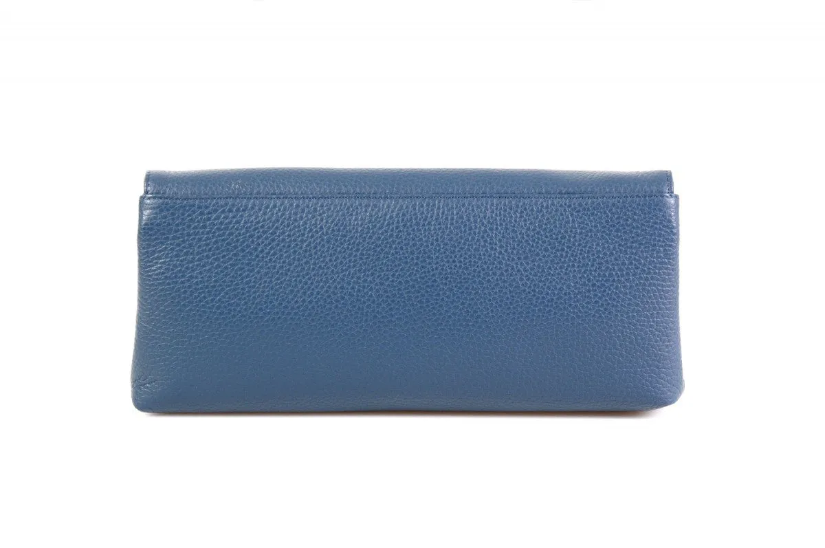 Handmade Italian Leather Clutch - Rimini - Capri Blue