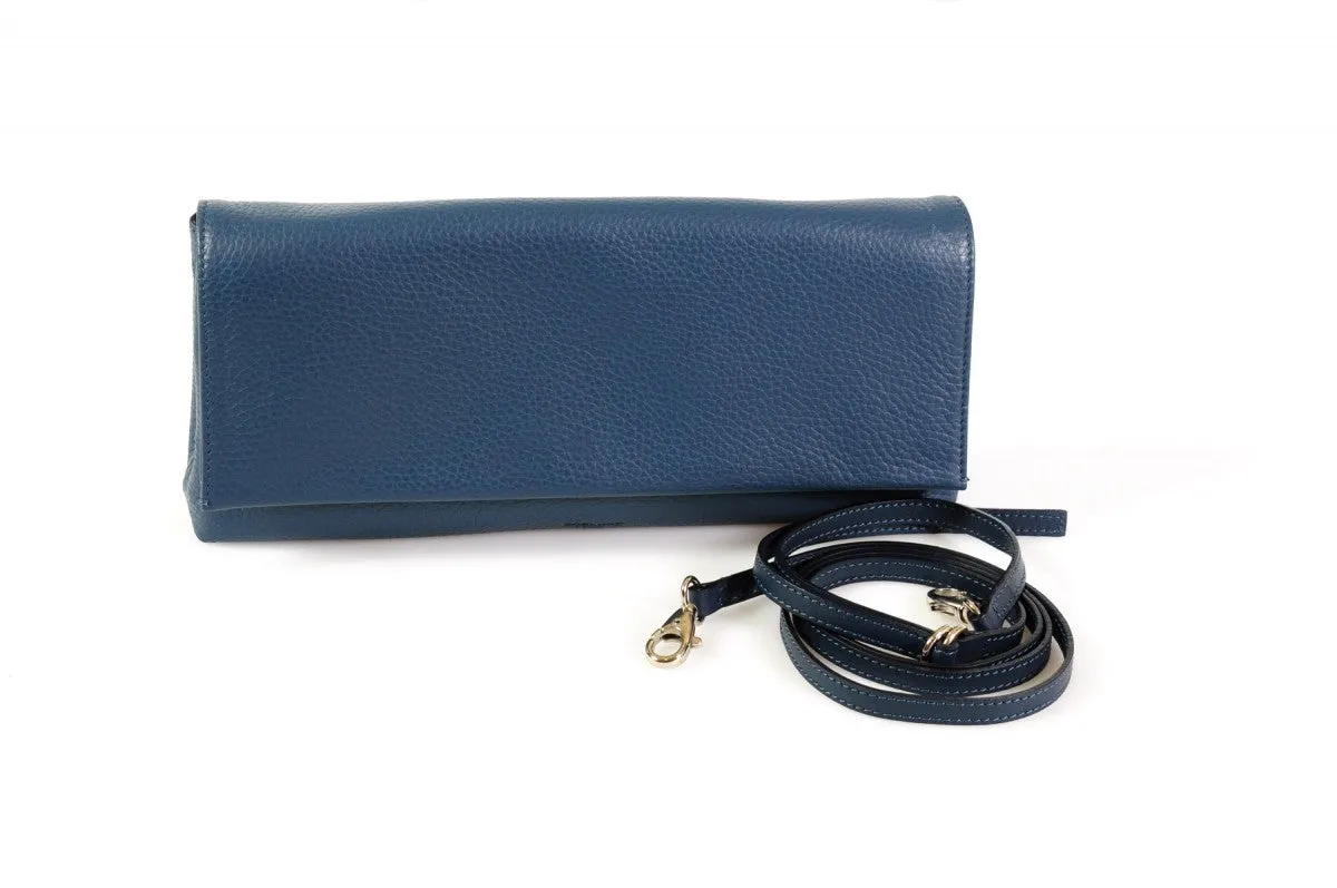 Handmade Italian Leather Clutch - Rimini - Capri Blue