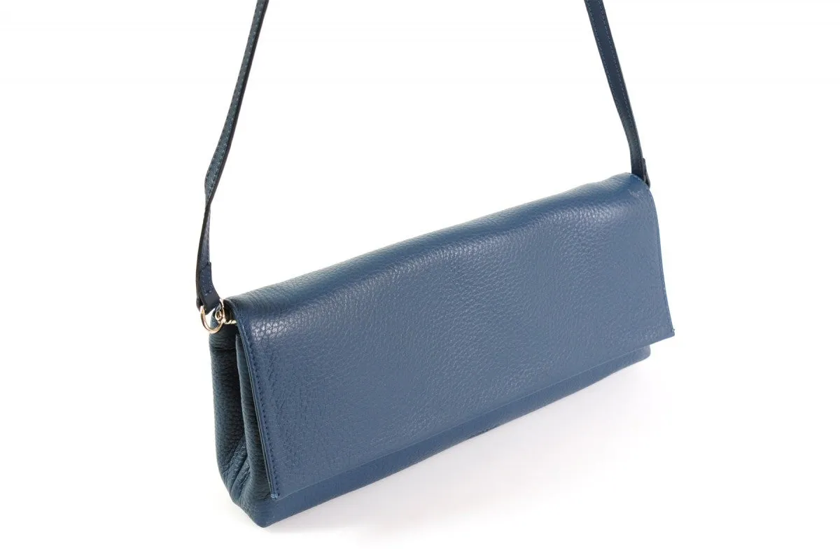 Handmade Italian Leather Clutch - Rimini - Capri Blue