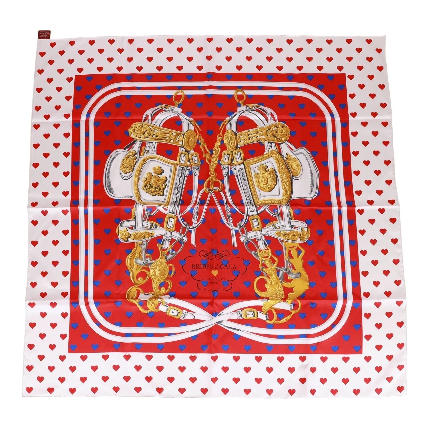 Hermes "Brides de Gala Love" Red Silk Twill Scarf 90cm