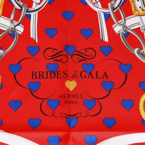 Hermes "Brides de Gala Love" Red Silk Twill Scarf 90cm