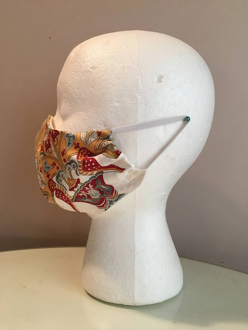 Hermes Vintage Handmade Ciels Byzantins Silk Scarf Face Mask